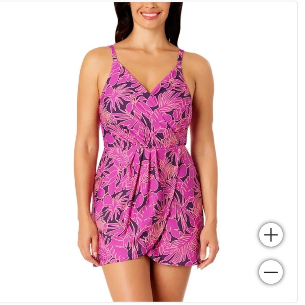 New Lands' End Women's Swim Dress purple pink